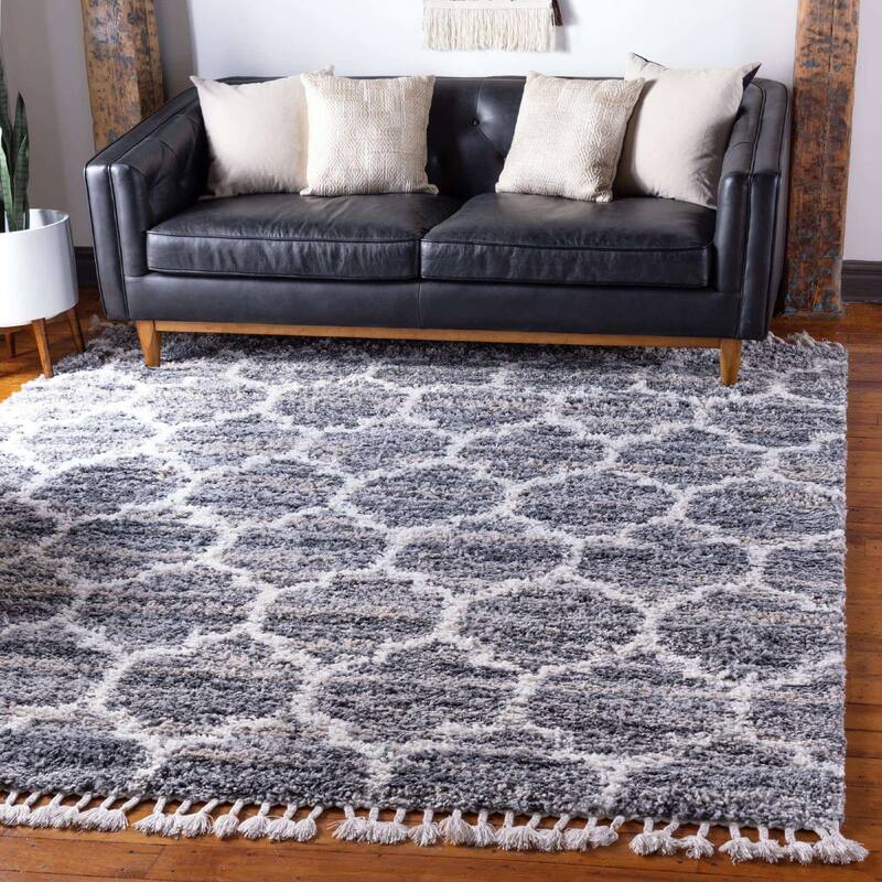 Shag Brico Collection Area Rug - 8' Square - Gray