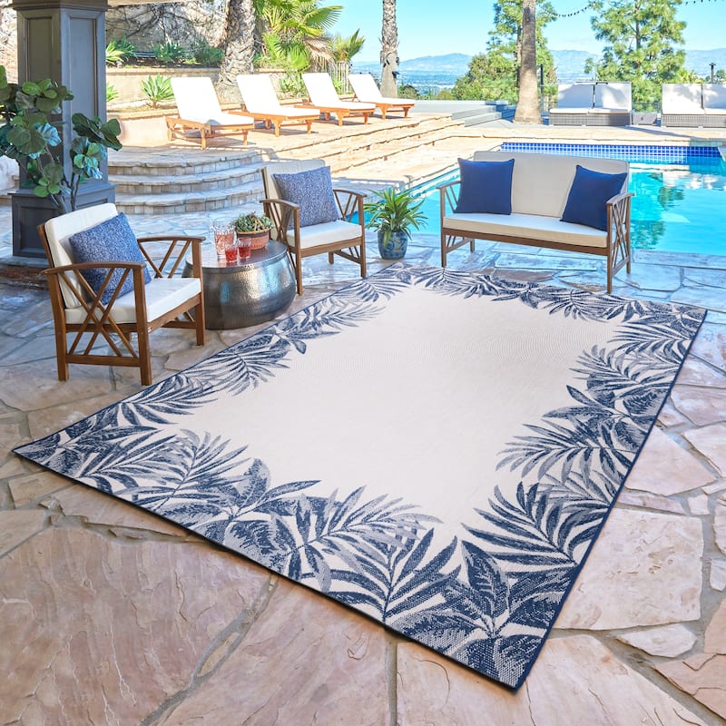 Gertmenian Solterra Nautical Coastal Tropical Weather Resistant Polypropylene Flatweave Indoor/ Outdoor Area Rug Collection