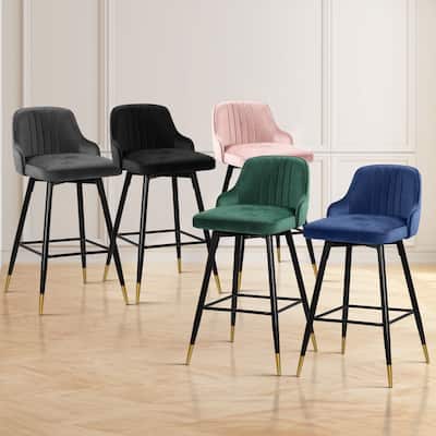 Modern Velvet Upholstered Swivel Counter/ Bar Stools Set of 2/4
