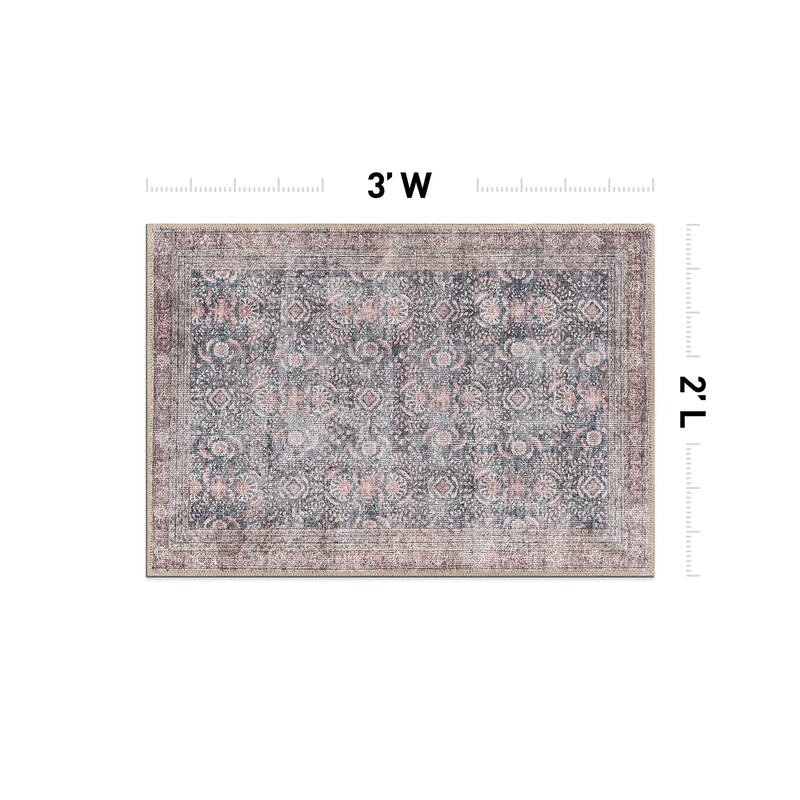 World Rug Gallery Vintage Inspired Machine Washable Non Slip Area Rug