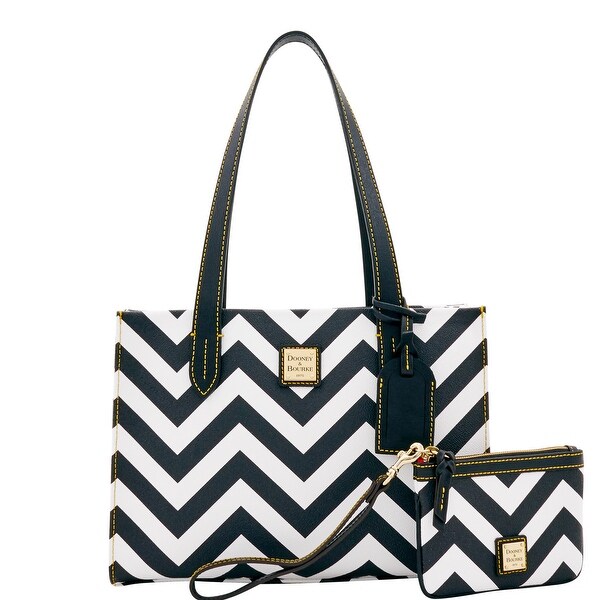 Dooney & Bourke Chevron Sm Shopper W Med Wristlet (Introduced by Dooney & Bourke at $228 in Feb 2017) - Black