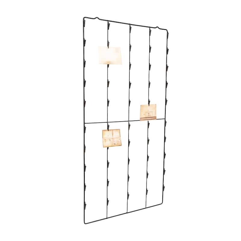 Metal Photo or Card Holder with 3 Postcards and 50 Clips, Black