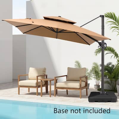 Pellebant 9X11 FT Double Top Patio Cantilever Umbrella, Base Not Included
