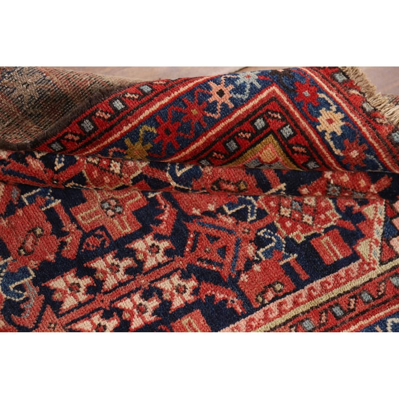 Geometric Malayer Vintage Persian Runner Rug Handmade Wool Carpet - 3'6" x 10'2"