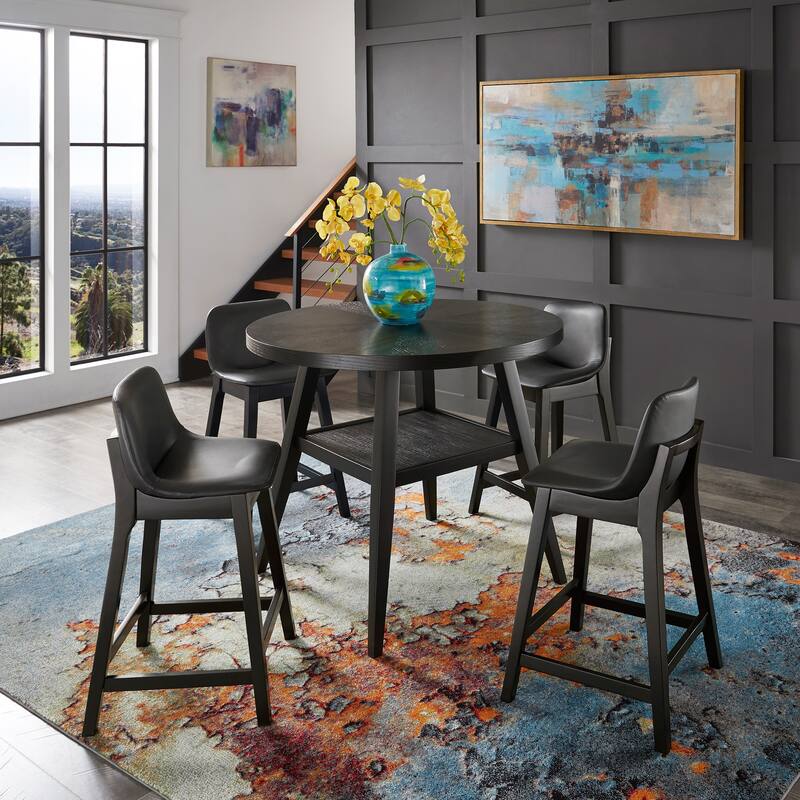 Savinhill Black Finish 44" Round Counter Height Dining Set by iNSPIRE Q Modern
