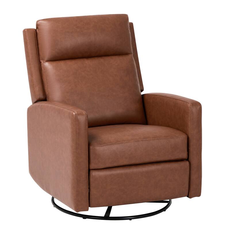 Modern Swivel Recliner Chair with Glider Rocking Motion High Back PU Leather Upholstery