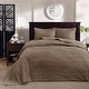 preview thumbnail 90 of 132, Madison Park Mansfield Reversible Oversized 3-piece Solid Texture Bedspread Quilt Set with Matching Shams Mocha - King