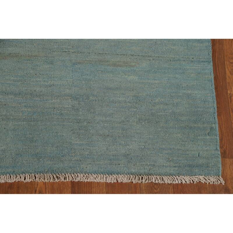 Aqua Blue & Green Modern Gabbeh Oriental Area Rug Handmade Wool Carpet - 4'10" x 6'10"
