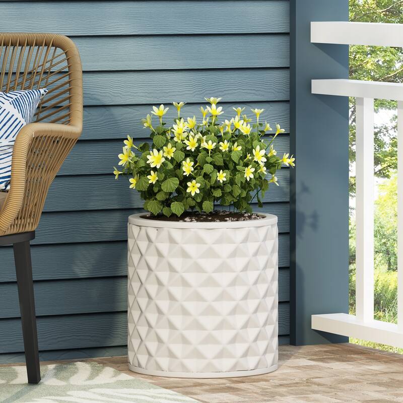 Pleated Stone-Look Classic Outdoor Planter Pot, for Garden and Patio