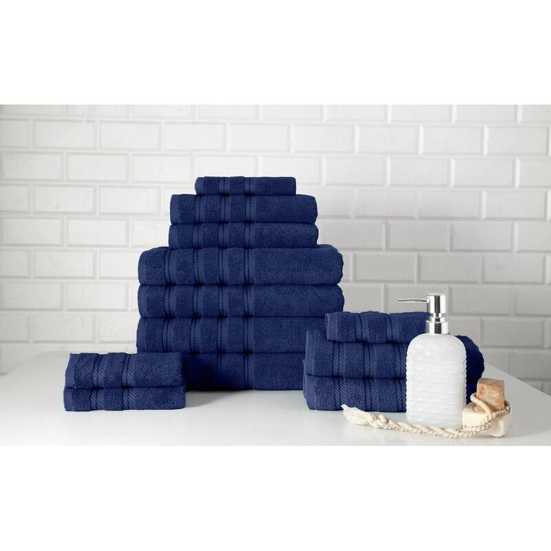 Antalya Hotel Collection Turkish Cotton Bathroom Towel 12 Pc Family Set