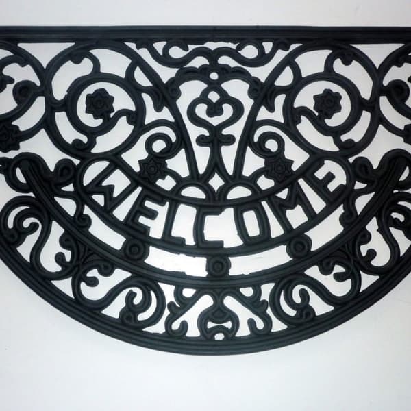 Geo Crafts G164 Welcome Rbr Hr 18 X 30 In Half Round Rubber Welcome Scroll Doormat