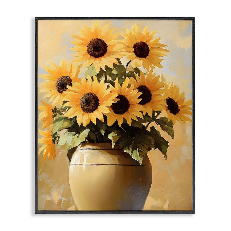 Stupell Sunflower Pot Still Life Framed Giclee Art Design By Franklyn Gregory - 11 x 14 - Black
