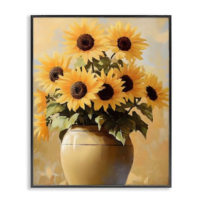Stupell Sunflower Pot Still Life Framed Giclee Art Design By Franklyn Gregory