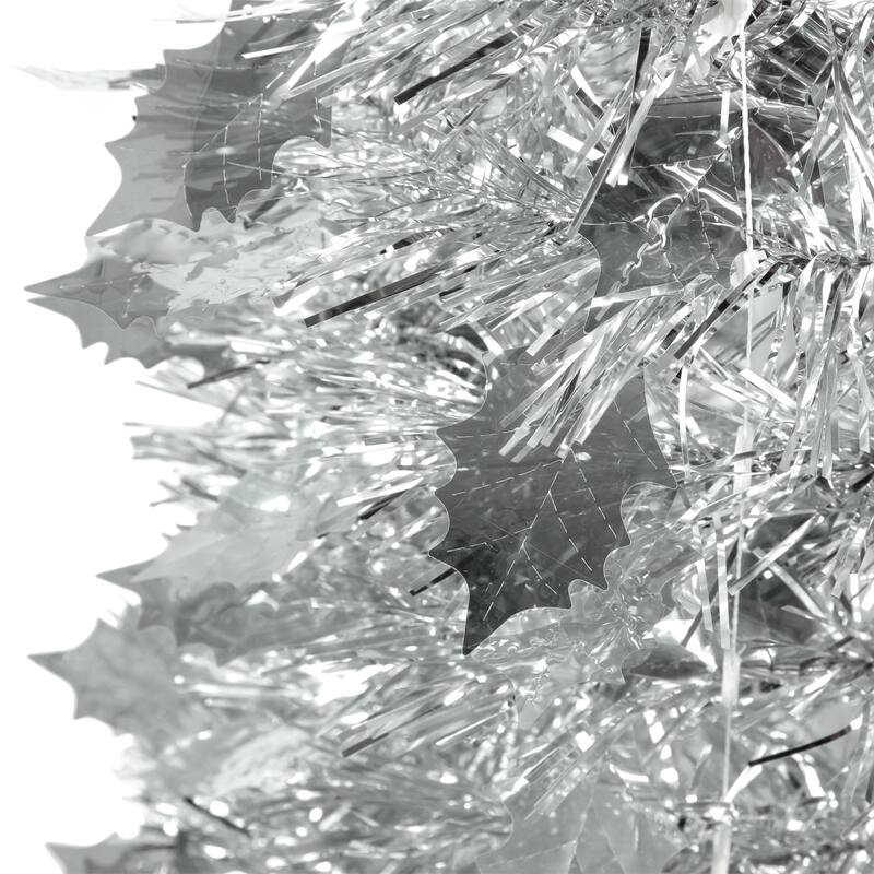 4' Silver Tinsel Pop-Up Artificial Christmas Tree, Unlit - 4 Foot