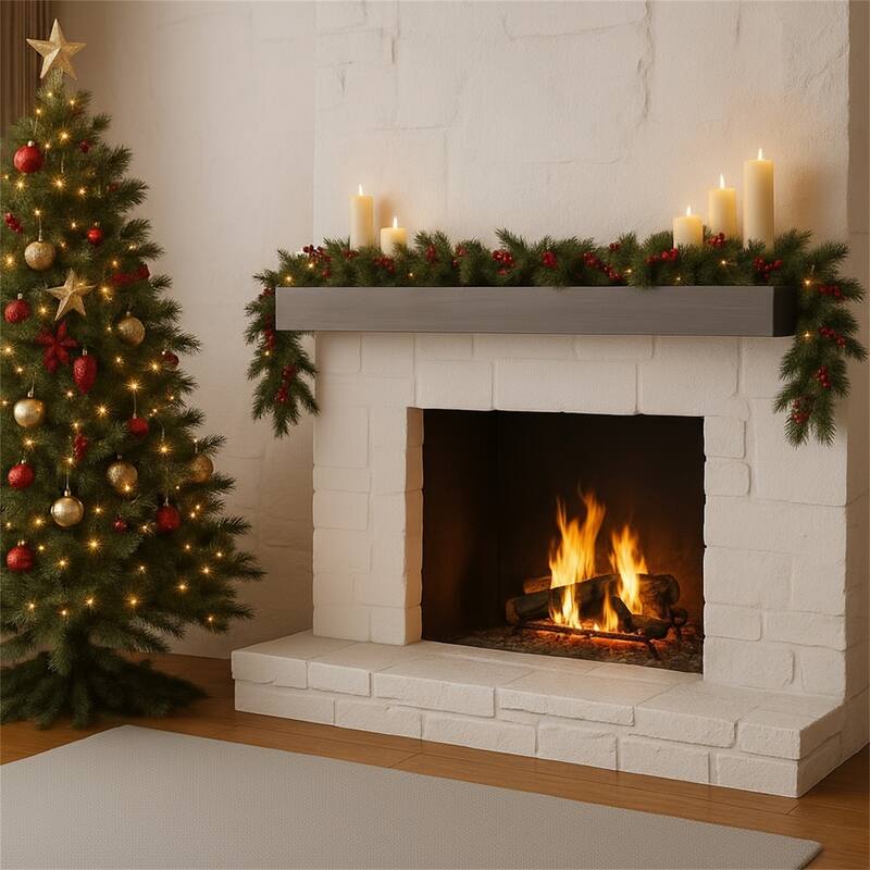 72" Fireplace Mantel Fir Wood Wall-Mounted & Floating Shelf