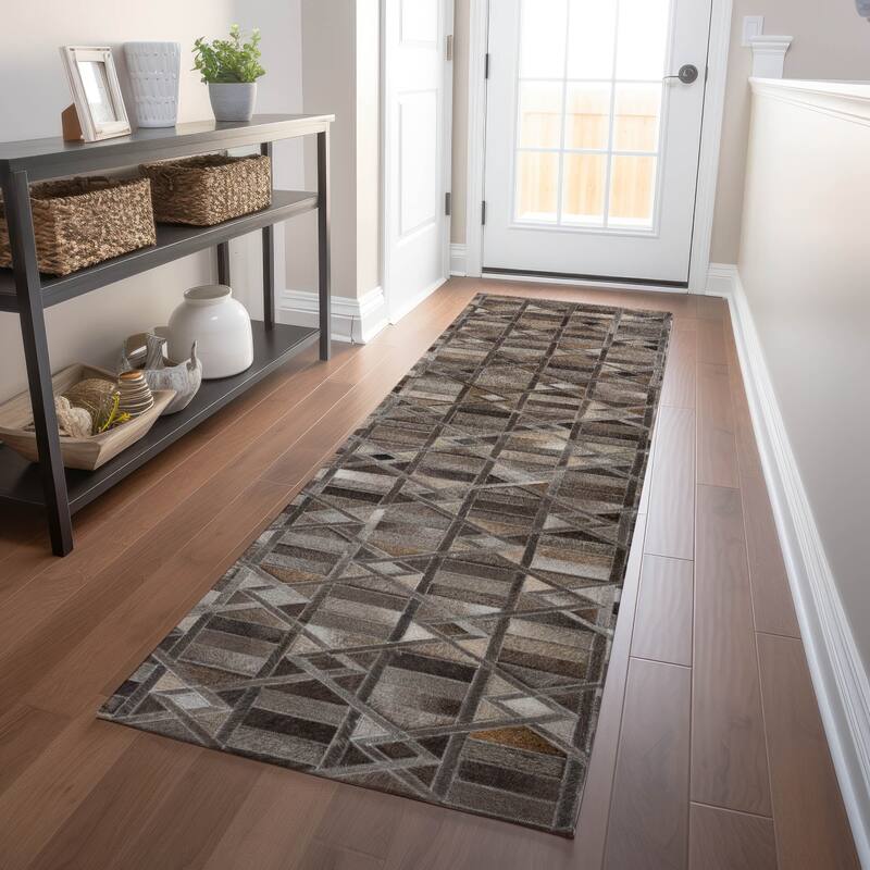 Premium Washable Super Soft Faux Geo Cowhide Mayfield Rug - Gray - 2' 3" x 7' 6" - Runner