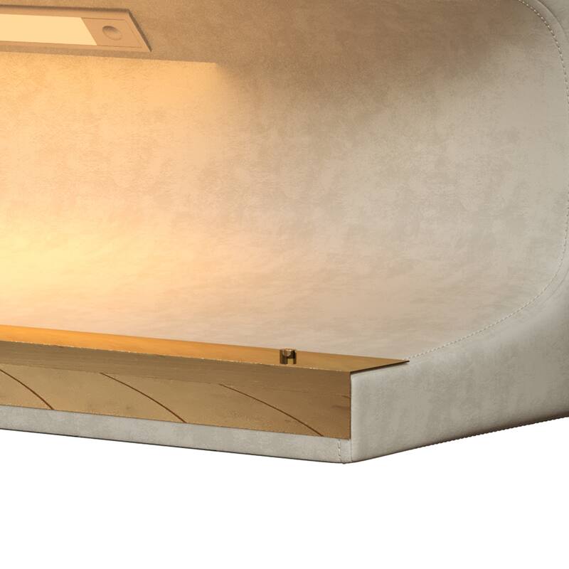 Upholstered Ottoman with LED sensor light - Beige