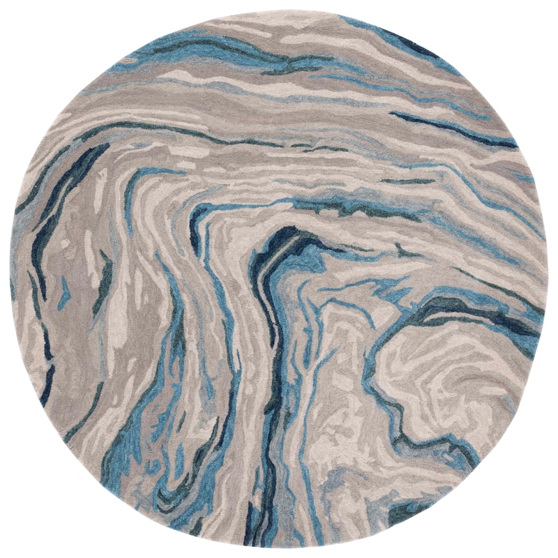 SAFAVIEH Handmade Soho Brittanie Modern Wool Rug - 6' Round - Blue/Beige