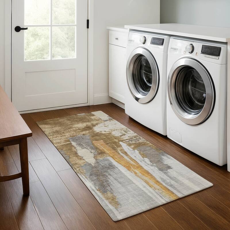 Premium Washable Super Soft Abstract Glam Mayfield Rug - Ivory - 2'3" x 7'6"