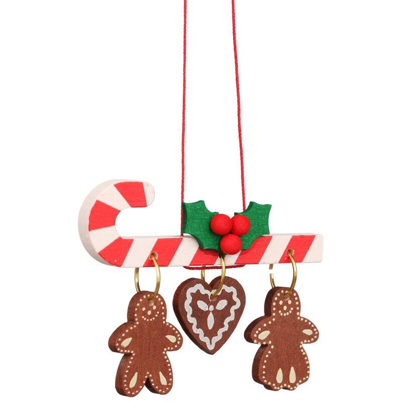 2.75" Cy Cane Hanging Gingerbread Cookies Christian Ulbricht Ornament