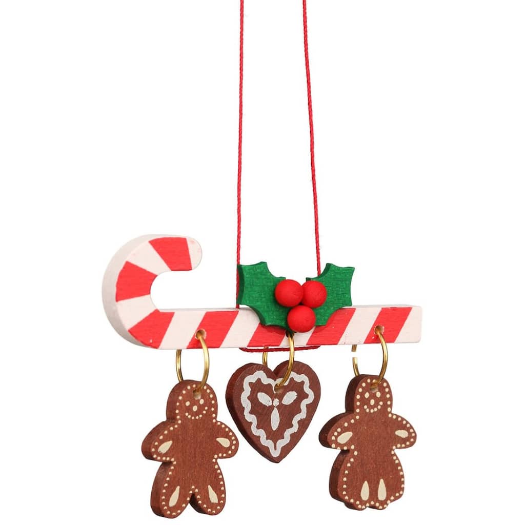 2.75" Cy Cane Hanging Gingerbread Cookies Christian Ulbricht Ornament