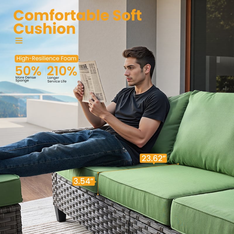 ​​OVIOS 10-Piece Outdoor Wicker Set with Fire Pit Table​