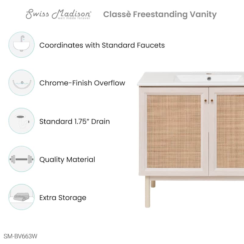 Classe 36" Bathroom Vanity In White Oak
