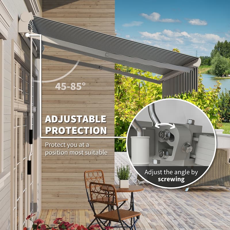 Outsunny 8' x 6.6' Patio Retractable Awning/Manual Exterior Sun Shade Deck Window Cover