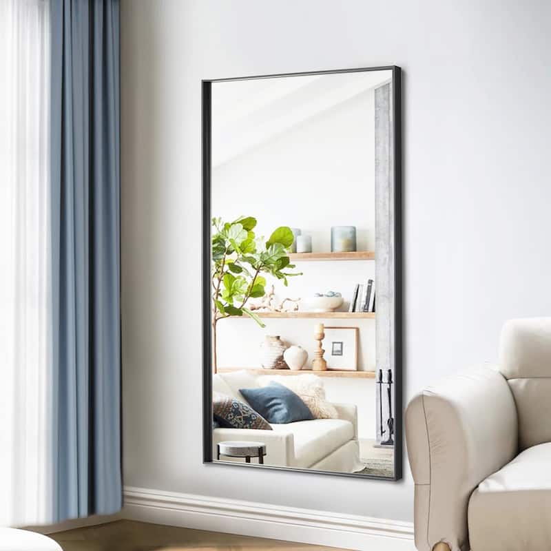 Modern Classic Black Metal Framed Full Length Mirror