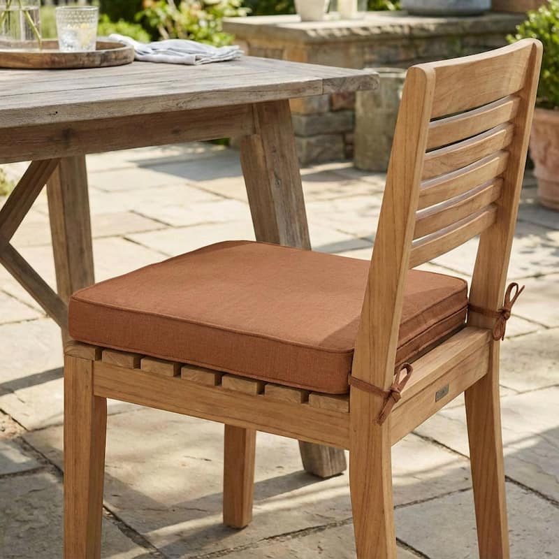 Roomfitters Noah Outdoor Dining Chair Cushion with Ties, Water Repellent Fabric, Patio Pad - Orange