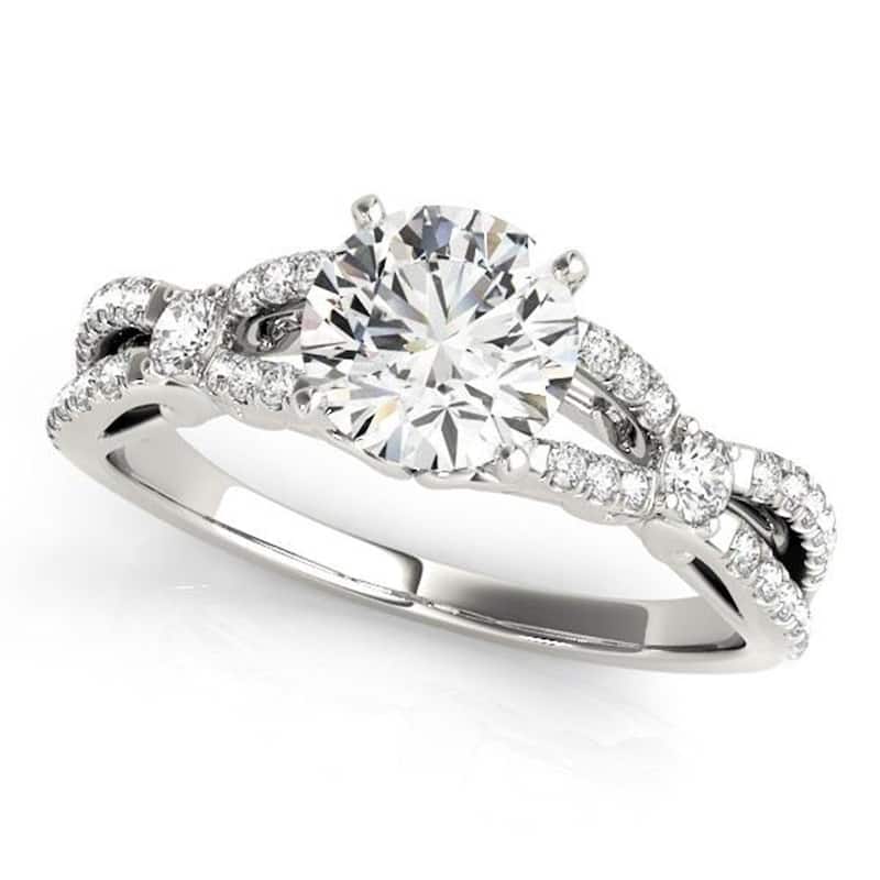 Auriya 14k Gold 1ctw Braided Moissanite and Diamond Engagement Ring 1/4ctw TDW - White - 6.5