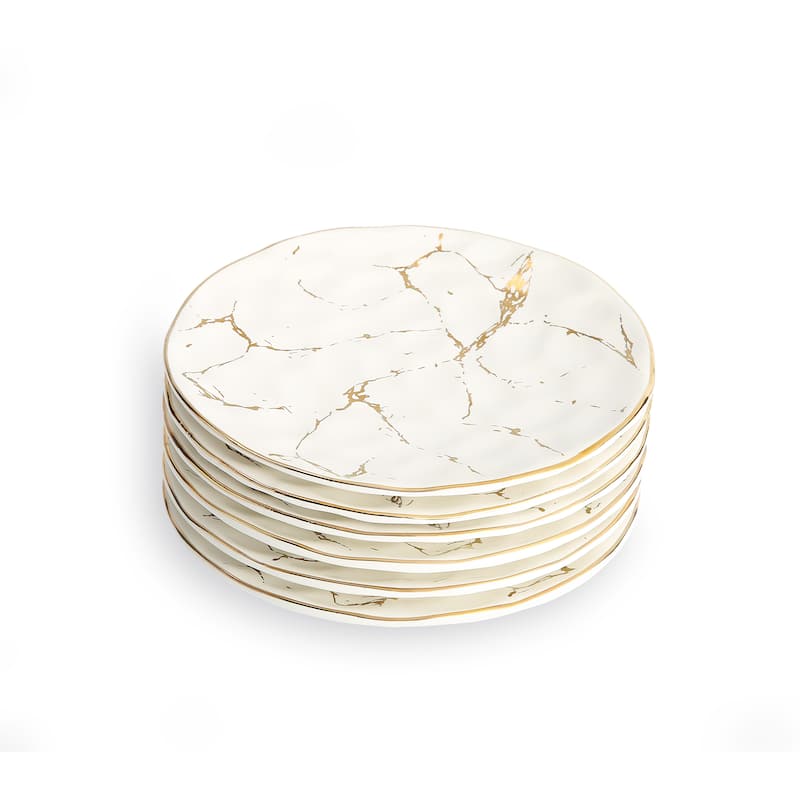 Classic Touch 7" Marbleized Porcelain Dessert Plates Set Of Six