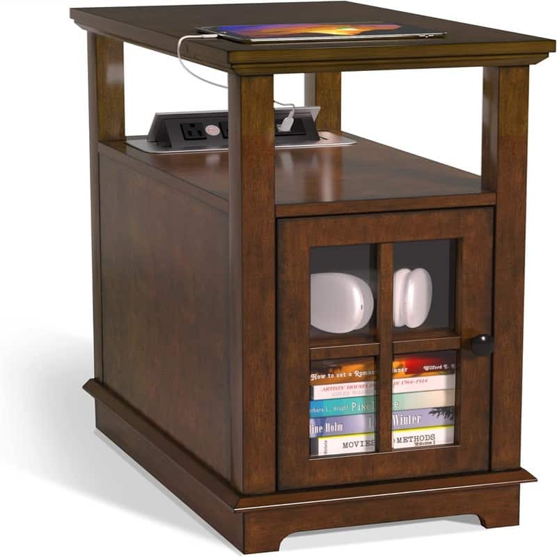 End Table with Hidden Charging Station - 23.6"D x 14"W x 23.6"H
