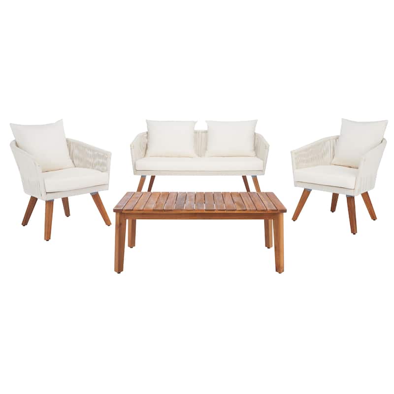 SAFAVIEH Outdoor Erinka 4-Piece Living Set - 55W x 30D x 28H
