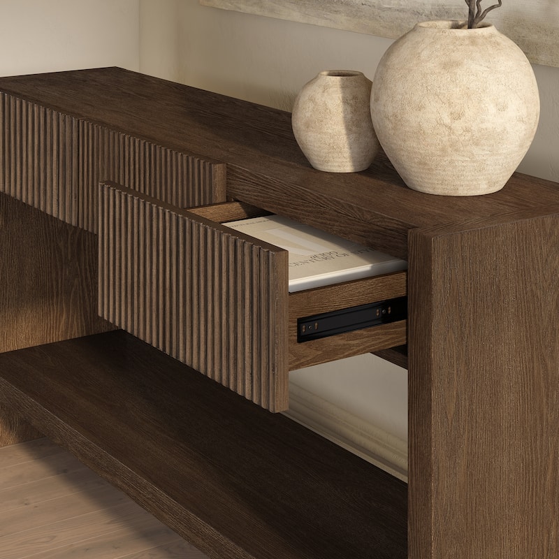 Manzanita 60" Wide Rectangular Solid Wood Fluted Console Table - 60" Wide