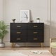preview thumbnail 9 of 16, 6 Drawer Dresser with Storage Space, Modern Wooden Dresser with Gold Handles