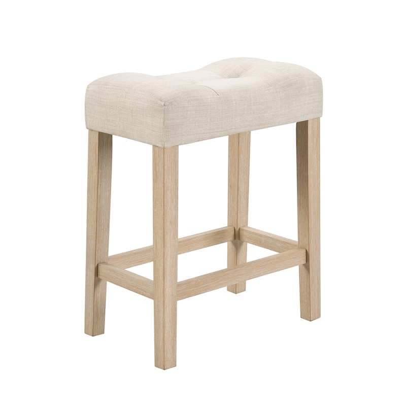 GDFStudio - Calverly 4-Piece Industrial Bar Table Set with USB Power Station and 3 Linen Upholstered Stools