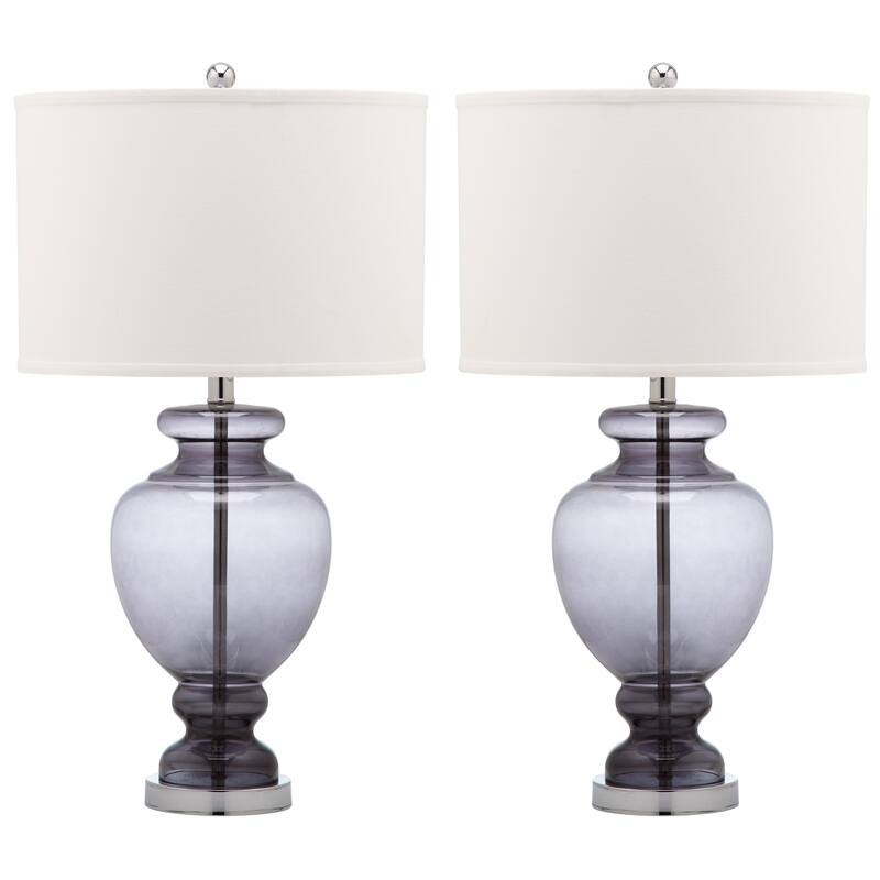 SAFAVIEH Lighting 28-inch Grey Glass Table Lamp (Set of 2) - 15"x15"x27"