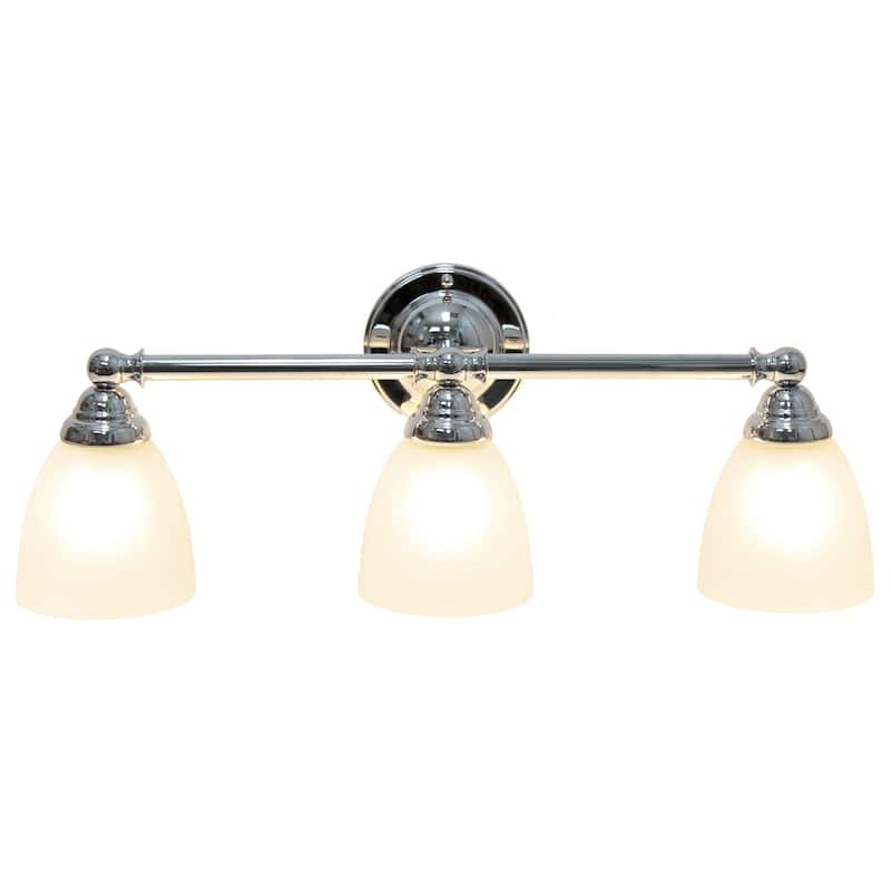 3-Light Vanity Light - Metal & Glass Shade Uplight Downlight - Bathroom, Hallway, Entryway Fixture - 9.5