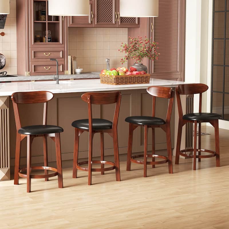 Costway 23.5" Bar Stool Set of 2/4 with Curved Backrest & Footrest - See Details