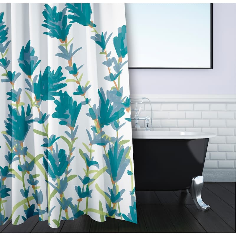 71 x 74 Lavender Floral Print Shower Curtain