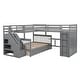 preview thumbnail 16 of 30, Twin-Twin over Full L-Shaped Bunk Bed With 3 Drawers, Portable Desk and Wardrobe