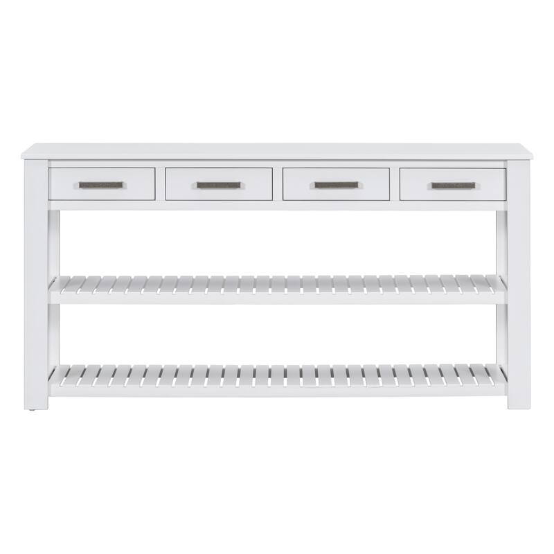 Stylish Entryway Console Table with 4 Drawers and 2 Shelves, Suitable for Entryways, Living Rooms.