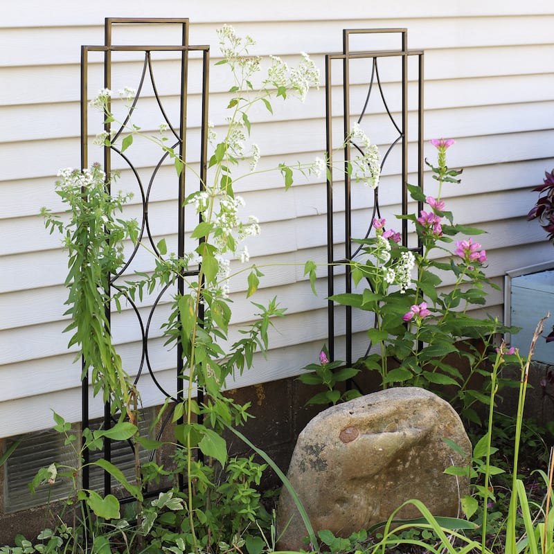 Sunnydaze Set of 2 Chic Diamonds Design Steel Garden Plant Trellis