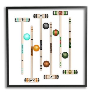 Stupell Trendy Luxury Fashion Brand Croquet Game Mallets Framed Wall