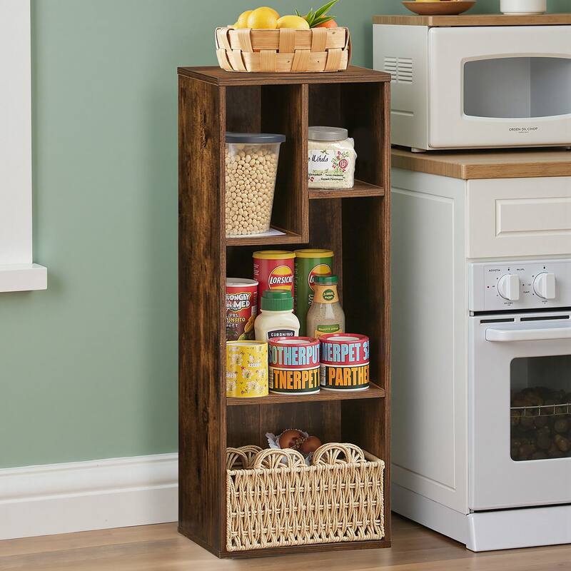 Javlergo Set of 2 Modern 4-Tier Bookshelves Asymmetric Storage Shelf Horizontal or Vertical Bookcase for Living Room Bedroom