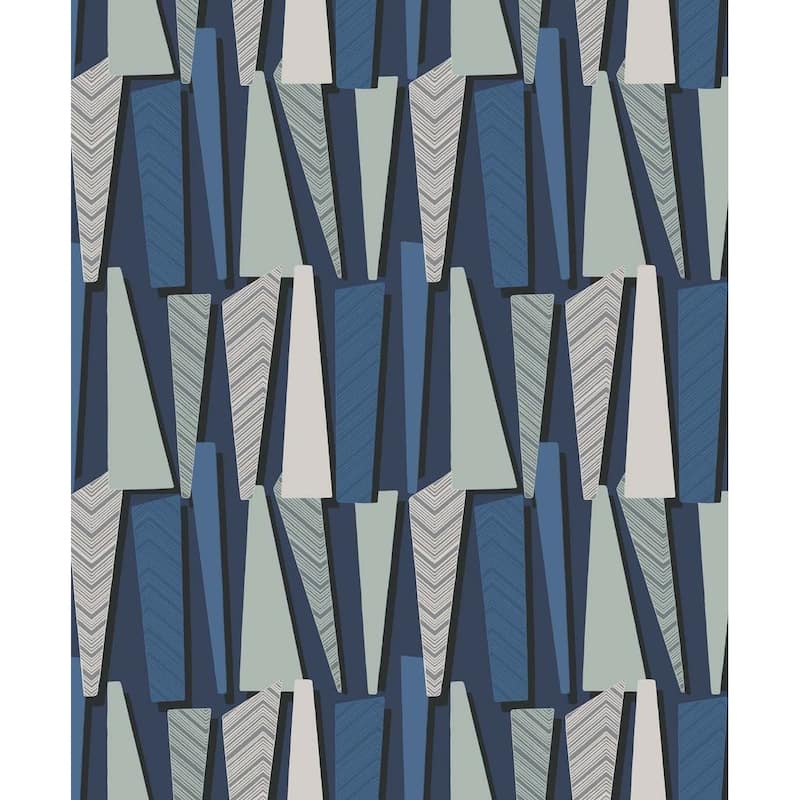 The Simple Life Geometric Shadows Unpasted Wallpaper - 20.9 in. W x 33 ft. L -  Denim