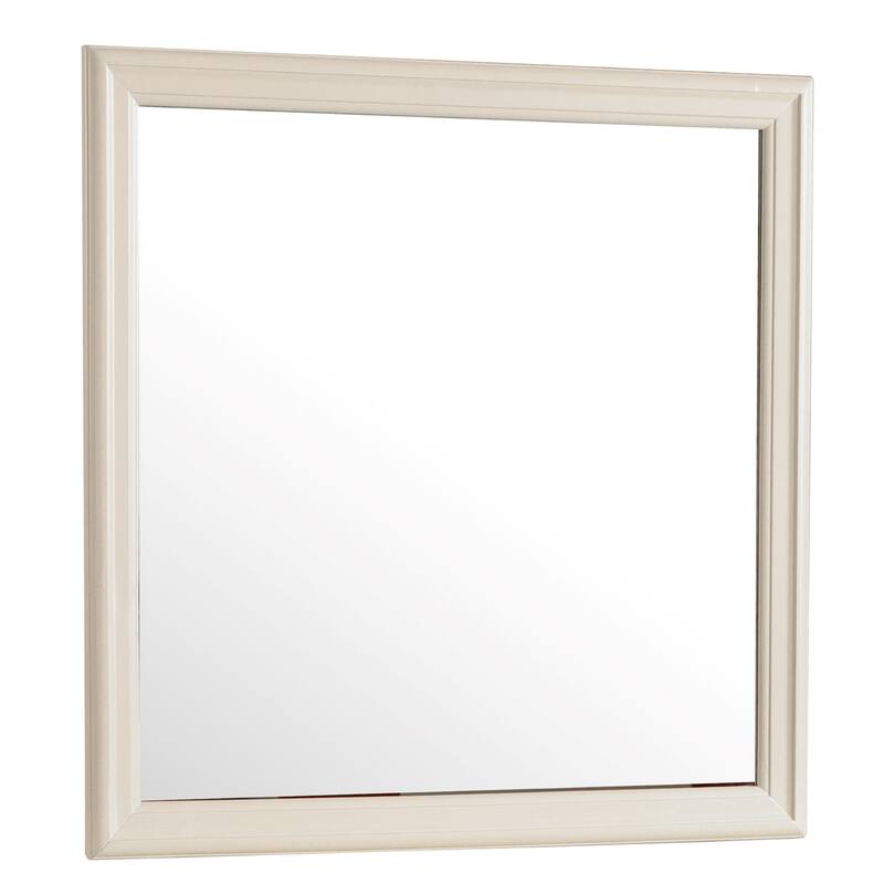 Wooden Framed Square Dresser Wall Mirror - 38" - Beige