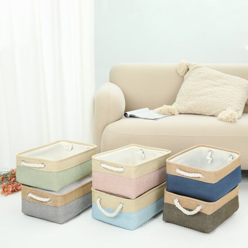 Collapsible Storage Basket Bin with Handle, Fabric Storage Cube for Shelves Closet Organizing Clothes Books