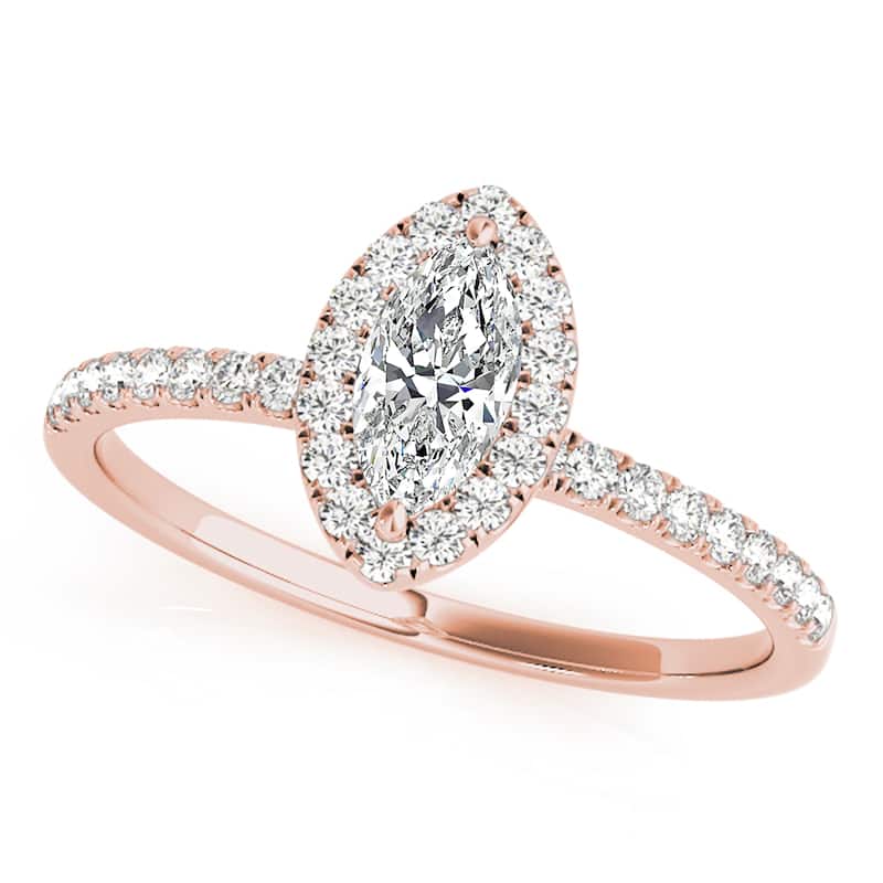 Auriya 14k Rose Gold Lab Grown Marquise Diamond Halo Engagement Ring 0.50 to 5.00 ct. tw. (F-G VS) - 5.00 ct. center - 9